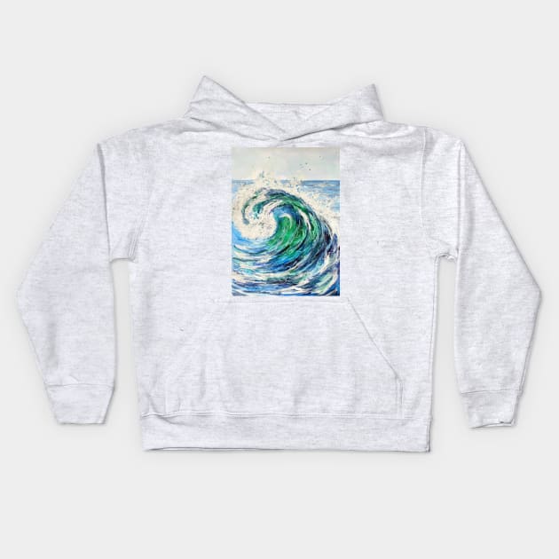 Blue Ocean Wave Kids Hoodie by ZeichenbloQ